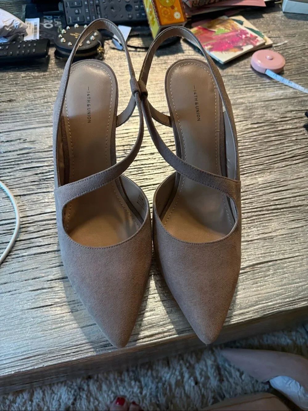 14th & Union Tan Faux Suede Slingback Pumps sz 11 NWT